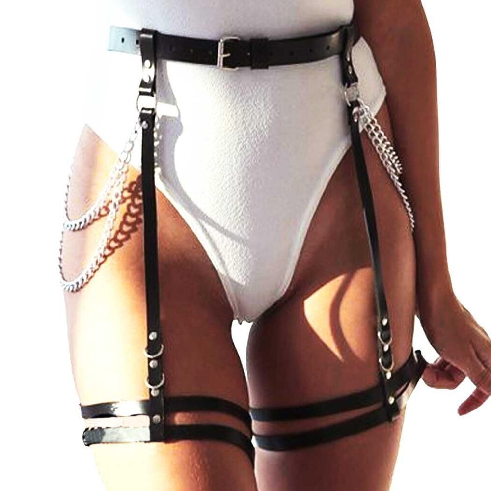 9857 Leather Thigh Harness Fashion Waist Belts Rave Black Body Accessories
